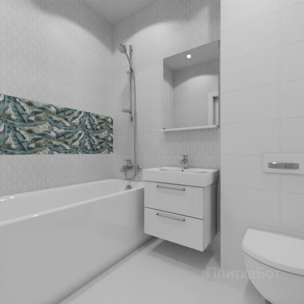 Kerama Marazzi, Диагональ, Два декора над ванной №30