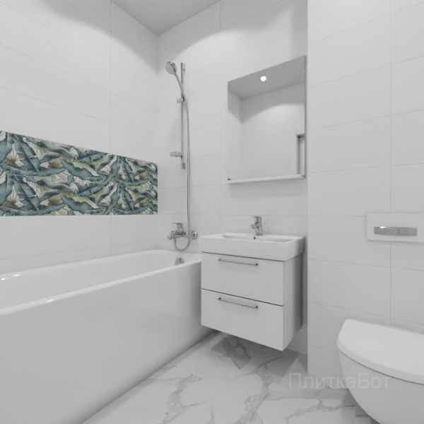 Kerama Marazzi, Диагональ, Два декора над ванной и основная плитка № 1