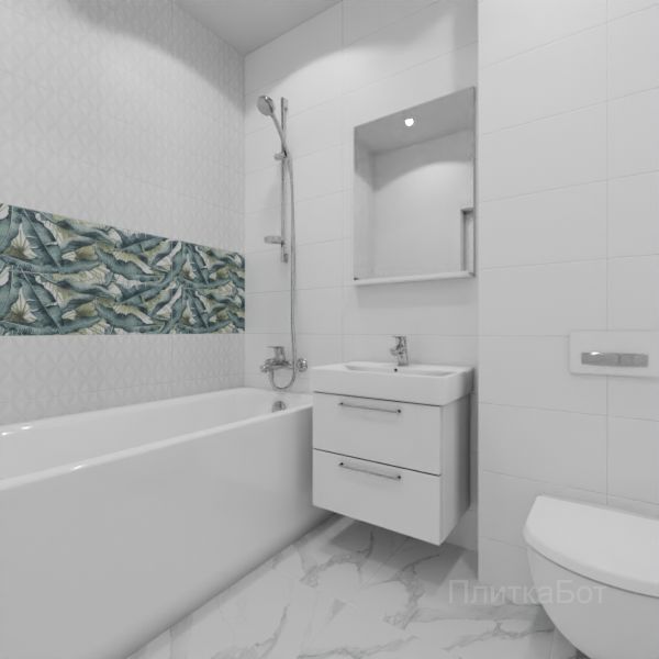 Kerama Marazzi, Диагональ, Два декора над ванной и основная плитка № 3