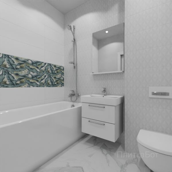 Kerama Marazzi, Диагональ, Два декора над ванной и основная плитка № 5