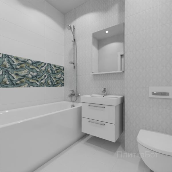Kerama Marazzi, Диагональ, Два декора над ванной и основная плитка № 6