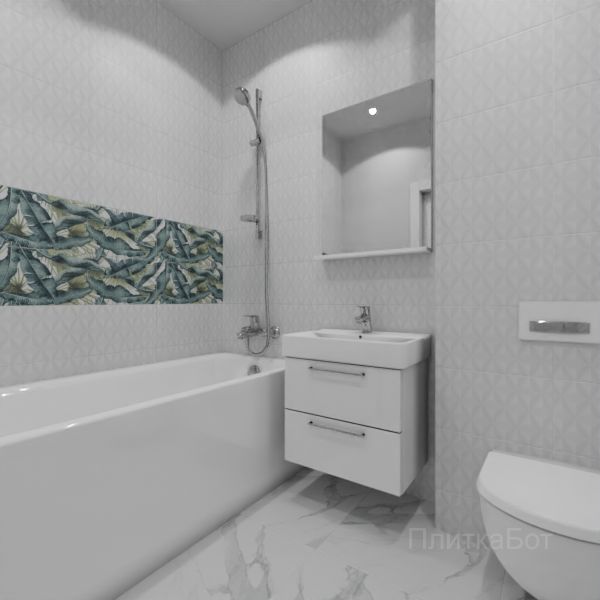 Kerama Marazzi, Диагональ, Два декора над ванной и основная плитка № 7