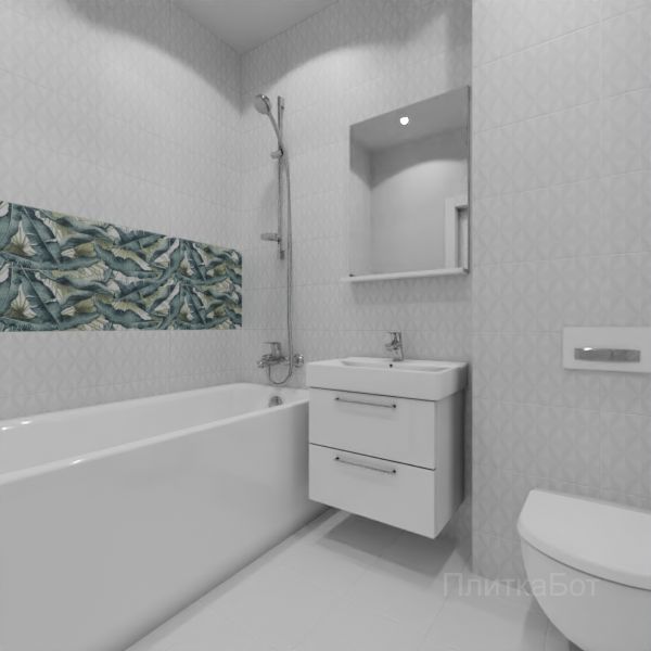 Kerama Marazzi, Диагональ, Два декора над ванной и основная плитка № 8