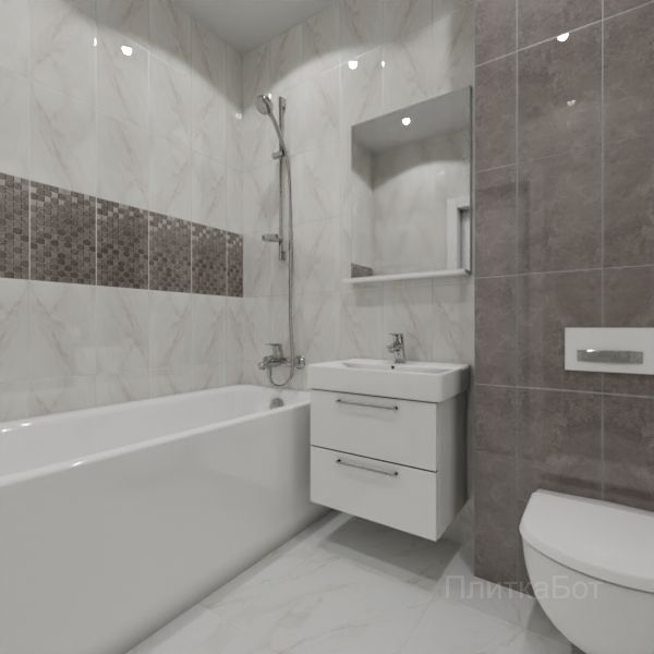 Kerama Marazzi, Гран Пале, Декор над ванной вертикально № 1