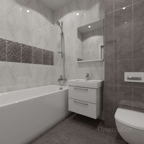 Kerama Marazzi, Гран Пале, Декор над ванной вертикально № 2