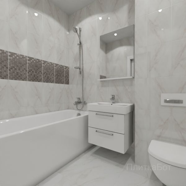 Kerama Marazzi, Гран Пале, Декор над ванной вертикально № 3