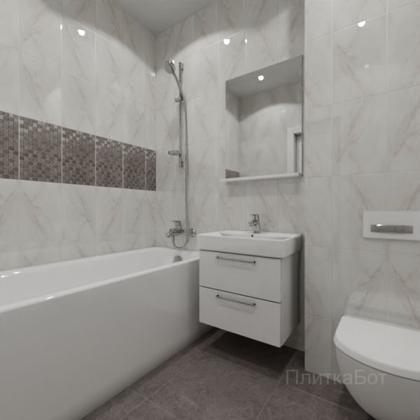 Kerama Marazzi, Гран Пале, Декор над ванной вертикально № 4