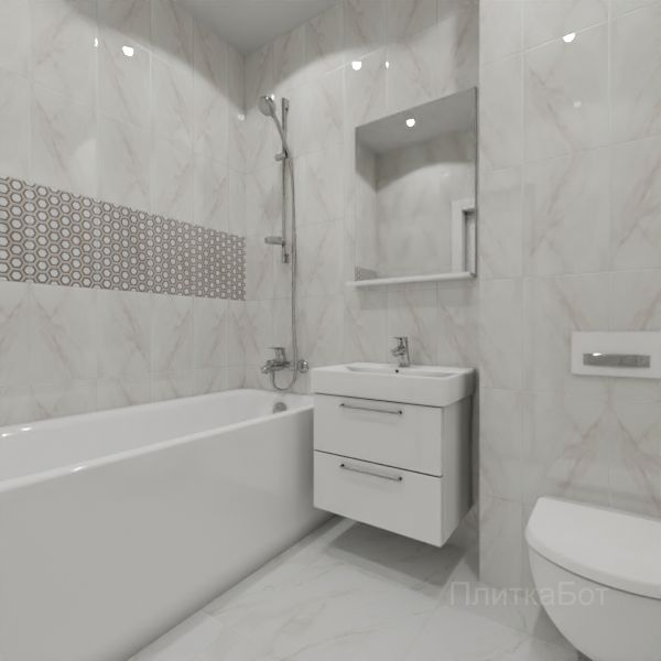 Kerama Marazzi, Гран Пале (беж), Декор над ванной вертикально № 4