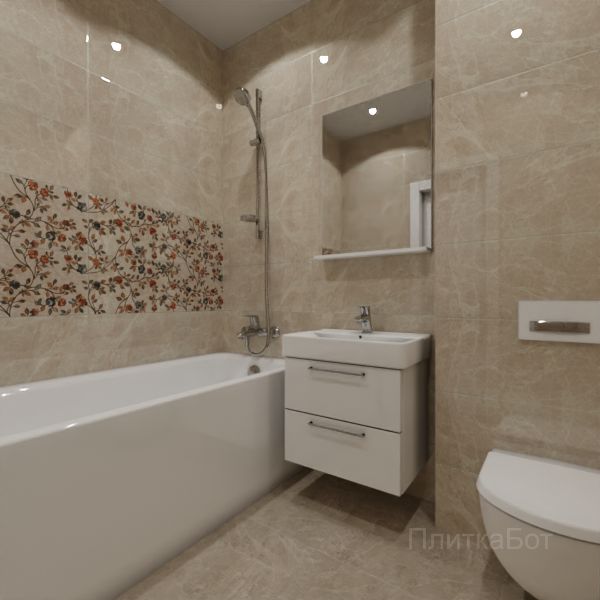 Kerama Marazzi, Гран-Виа, Два декора над ванной и основная плитка № 4