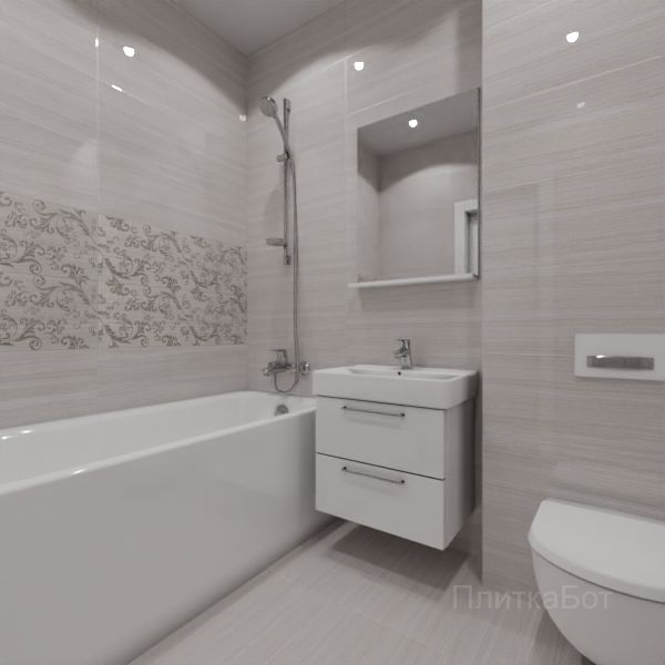 Kerama Marazzi, Грасси (коричневый), Два декора над ванной и основная плитка № 1