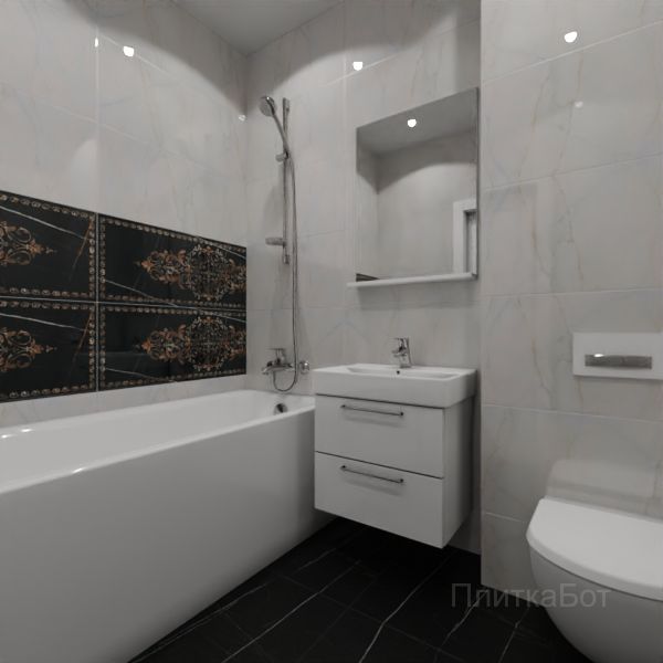 Kerama Marazzi, Греппи, Два декора над ванной и основная плитка № 1