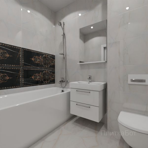 Kerama Marazzi, Греппи, Два декора над ванной и основная плитка № 2