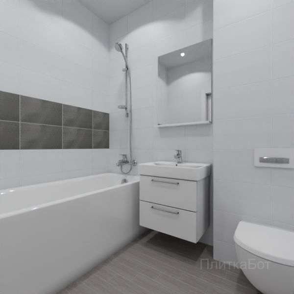 Kerama Marazzi, Ломбардиа, Два декора над ванной и основная плитка № 1