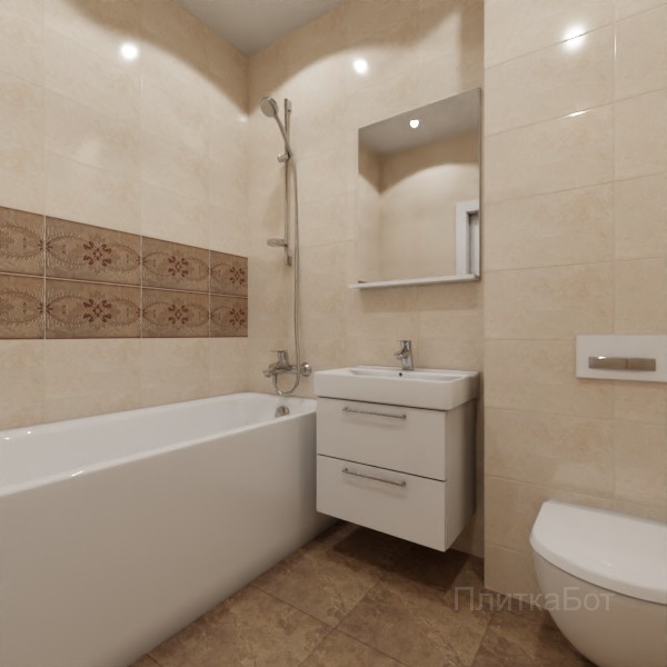 Kerama Marazzi, Мармион (беж), Два декора над ванной и основная плитка № 2