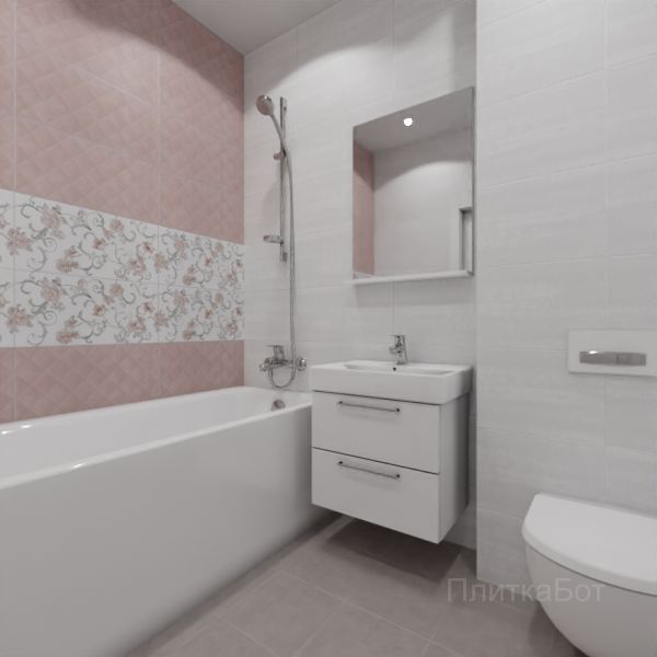 Kerama Marazzi, Марсо (розовый), Два декора над ванной № 3