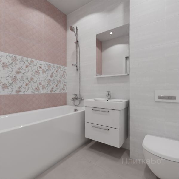 Kerama Marazzi, Марсо (розовый), Два декора над ванной № 4