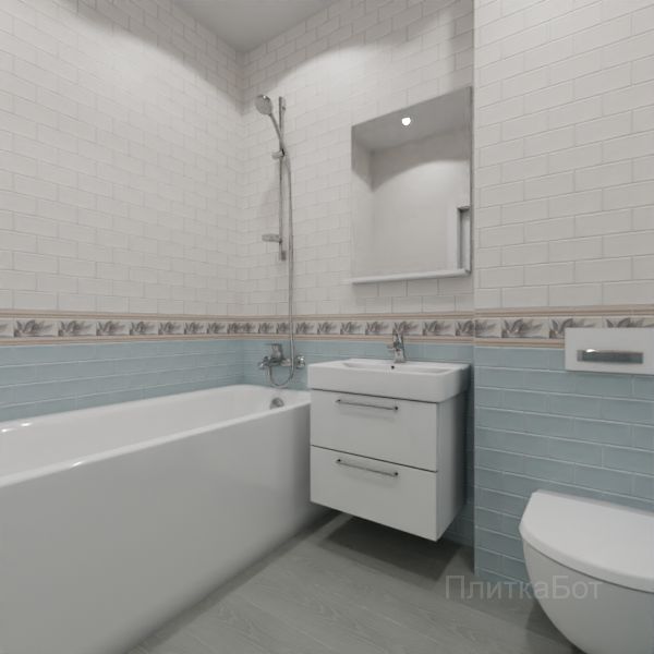 Kerama Marazzi, Тортона (голубой), Кирпичная кладка, низ декор верх № 2