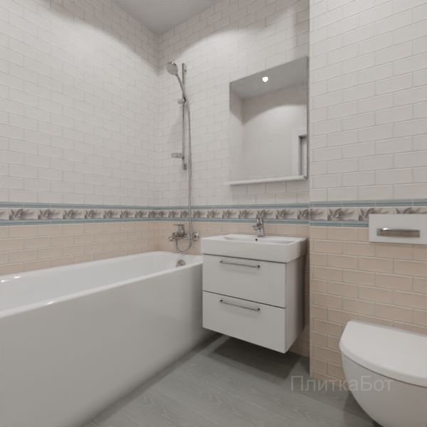 Kerama Marazzi, Тортона (голубой), Кирпичная кладка, низ декор верх № 8