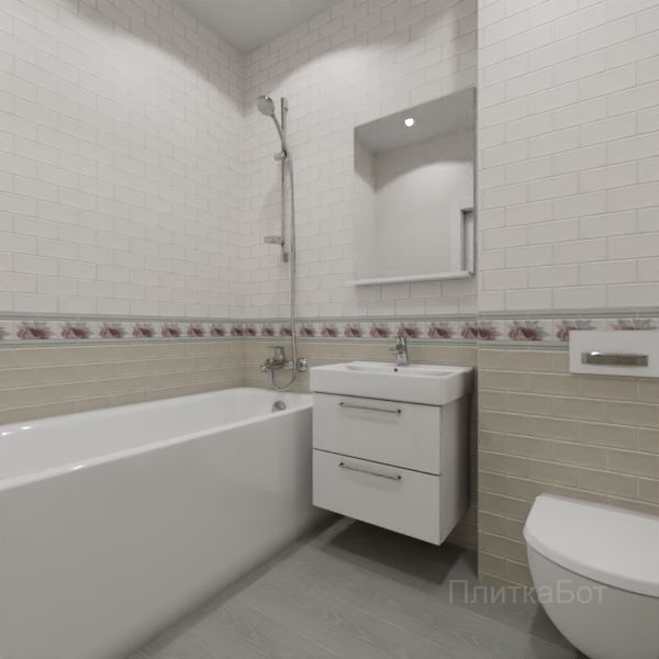 Kerama Marazzi, Тортона (зеленый), Кирпичная кладка, низ декор верх № 1