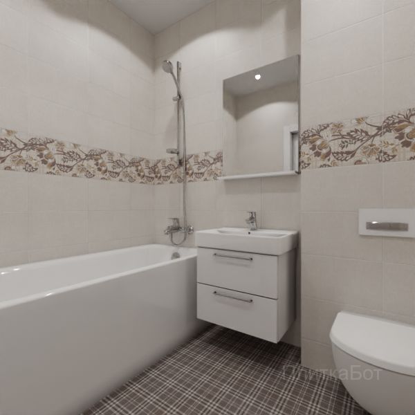 Kerama Marazzi, Трокадеро (коричневый), Декор по центру № 1