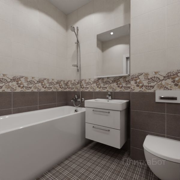 Kerama Marazzi, Трокадеро (коричневый), Низ-верх и декор № 3