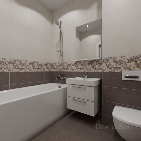 Kerama Marazzi, Трокадеро (коричневый), Низ-верх и декор № 4