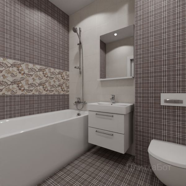 Kerama Marazzi, Трокадеро (коричневый), Два декора над ванной № 1