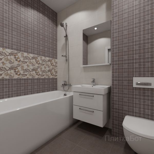 Kerama Marazzi, Трокадеро (коричневый), Два декора над ванной № 2