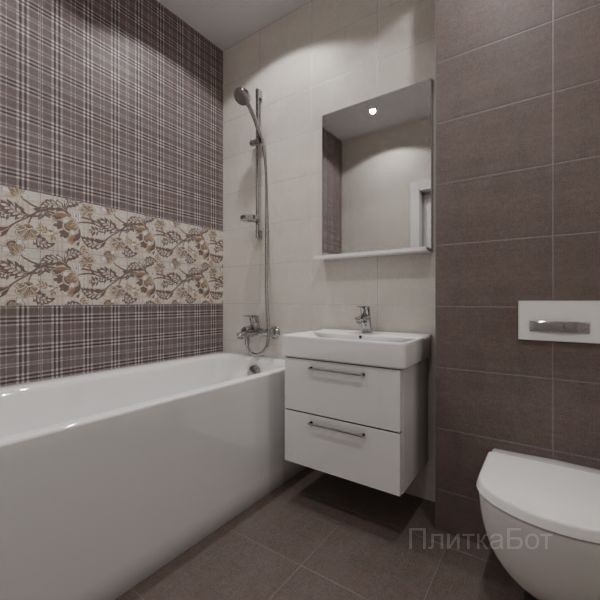 Kerama Marazzi, Трокадеро (коричневый), Два декора над ванной № 4