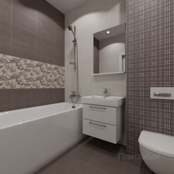 Kerama Marazzi, Трокадеро (коричневый), Два декора над ванной № 8