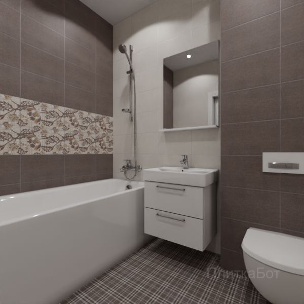 Kerama Marazzi, Трокадеро (коричневый), Два декора над ванной № 9