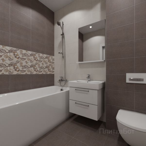 Kerama Marazzi, Трокадеро (коричневый), Два декора над ванной №10