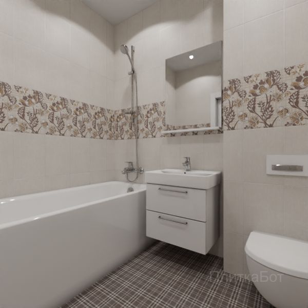 Kerama Marazzi, Трокадеро (коричневый), Декор по центру № 3