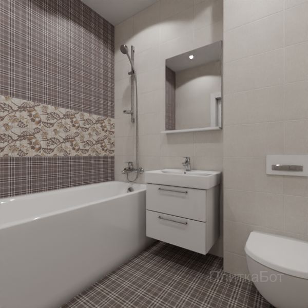 Kerama Marazzi, Трокадеро (коричневый), Два декора над ванной № 5