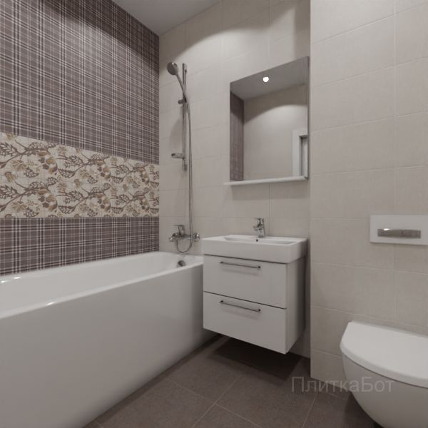 Kerama Marazzi, Трокадеро (коричневый), Два декора над ванной № 6