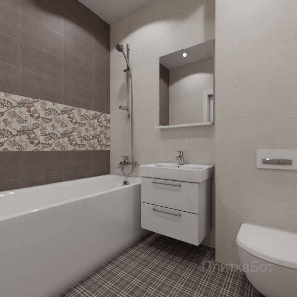 Kerama Marazzi, Трокадеро (коричневый), Два декора над ванной №11