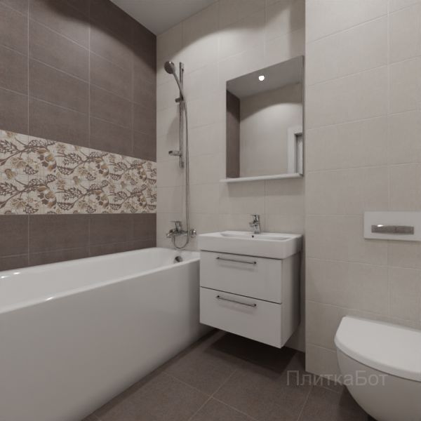 Kerama Marazzi, Трокадеро (коричневый), Два декора над ванной №12