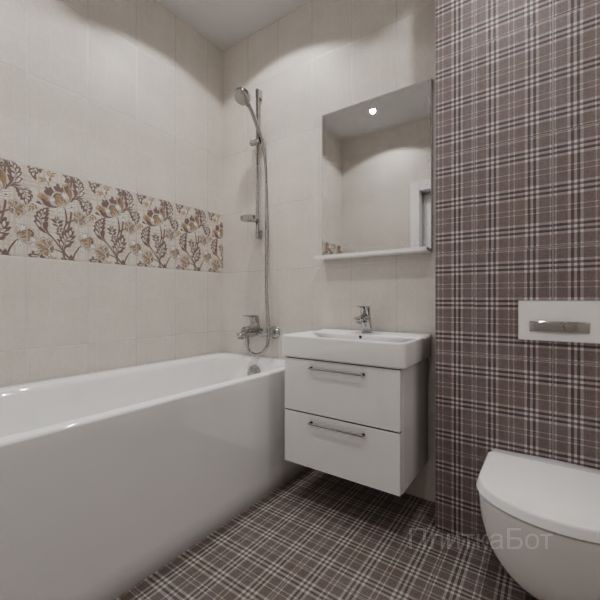 Kerama Marazzi, Трокадеро (коричневый), Декор над ванной вертикально № 1