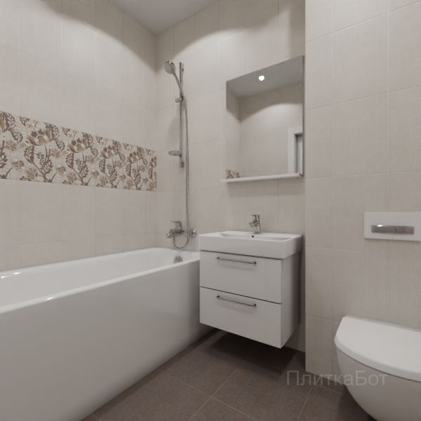 Kerama Marazzi, Трокадеро (коричневый), Декор над ванной вертикально № 6
