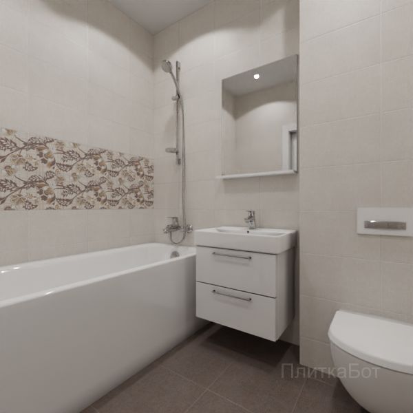 Kerama Marazzi, Трокадеро (коричневый), Два декора над ванной и основная плитка № 2
