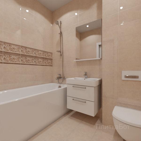 Kerama Marazzi, Вилла Флоридиана, Два декора над ванной и основная плитка № 4