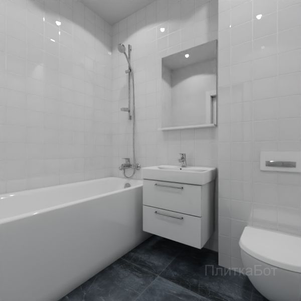 Kerama Marazzi, Витраж (белый с синим), Без декора № 1