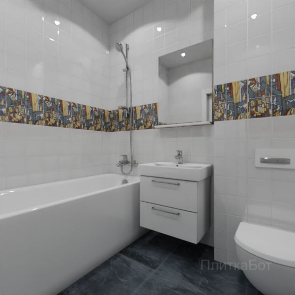 Kerama Marazzi, Витраж (белый с синим), Панно по кругу № 1
