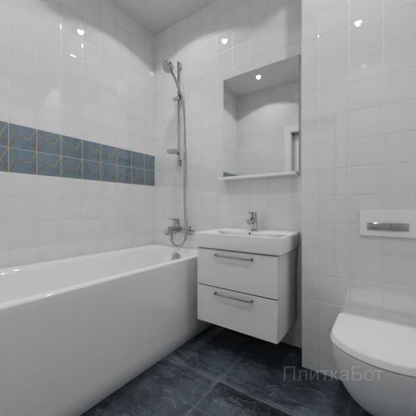 Kerama Marazzi, Витраж, Два декора над ванной и основная плитка №13