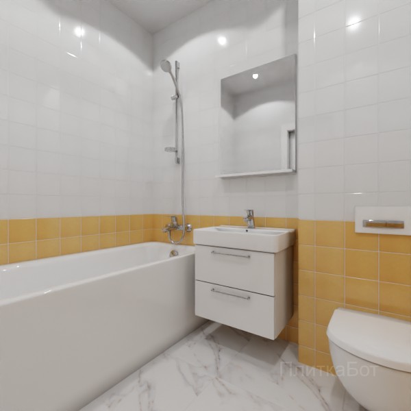 Kerama Marazzi, Витраж (белый с желтым), Низ-верх № 1