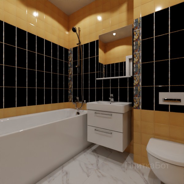 Kerama Marazzi, Витраж (белый с желтым), Панно по кругу № 3