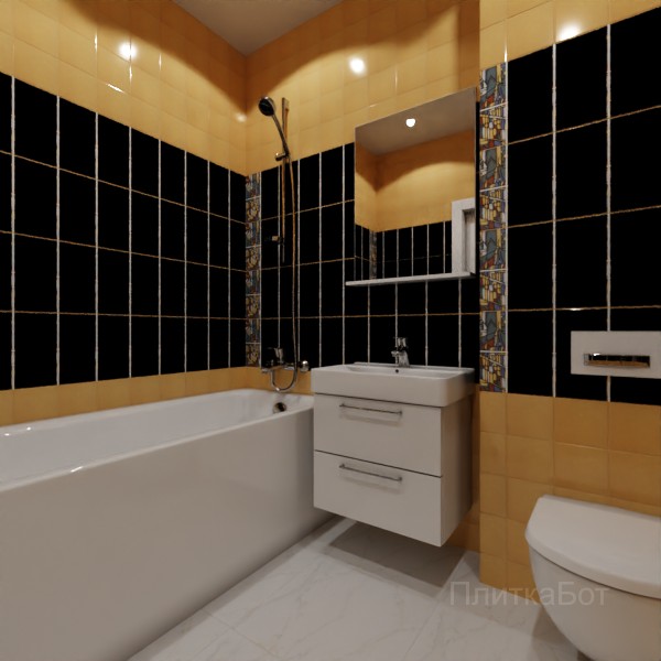 Kerama Marazzi, Витраж (белый с желтым), Панно по кругу № 4