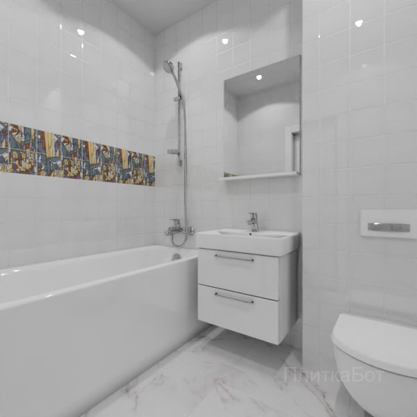 Kerama Marazzi, Витраж (белый с желтым), Панно над ванной № 3