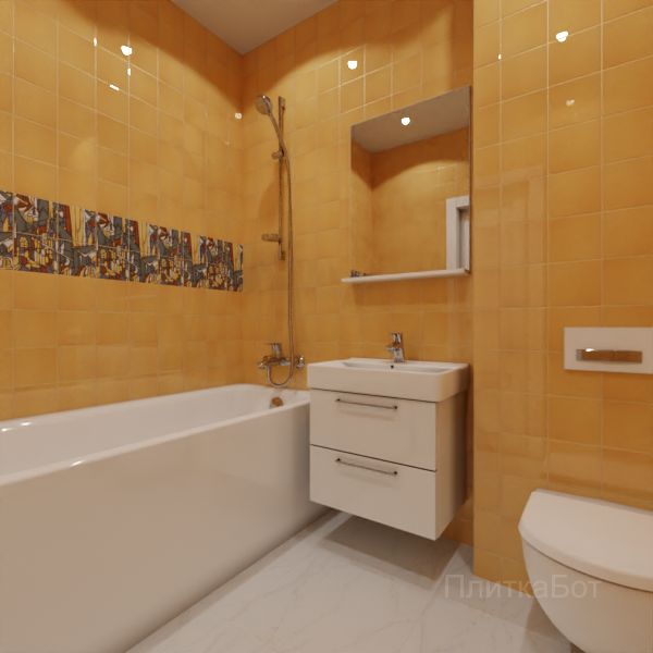 Kerama Marazzi, Витраж (белый с желтым), Панно над ванной №12