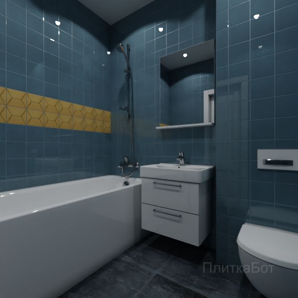 Kerama Marazzi, Витраж (желтый с голубым), Два декора над ванной № 5